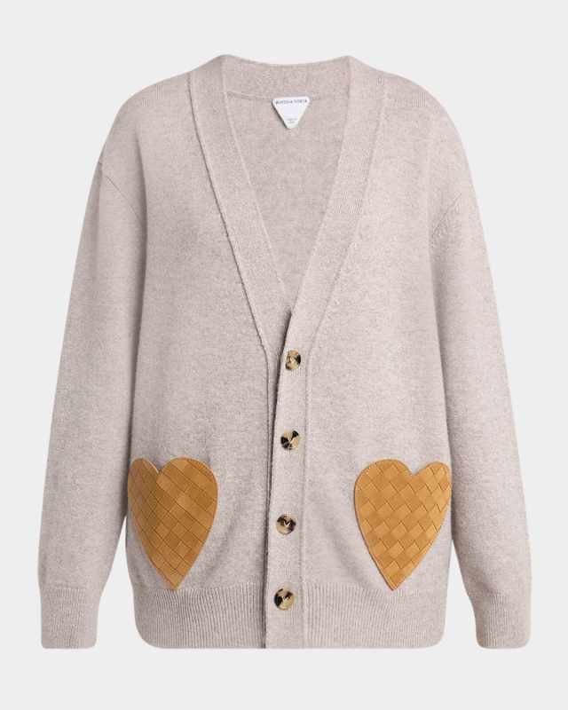 Intrecciato Suede Pocket Cashmere Cardigan